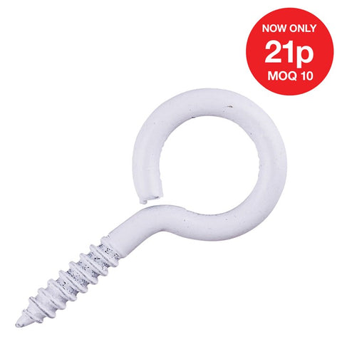 AMTECH-25mm Eye Hook (White) (18pc)